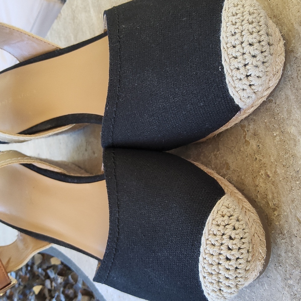 Tommy Hilfiger Black and Tan Espadrille Sandals Size 9 M - Picture 2 of 14